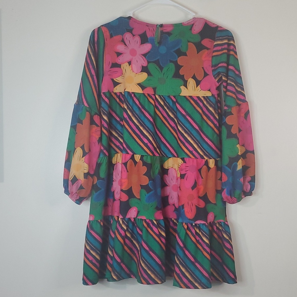 Desigual Girls Floral Print Longsleeve Babydoll Dress Size 11-12 Colorful - Picture 7 of 10